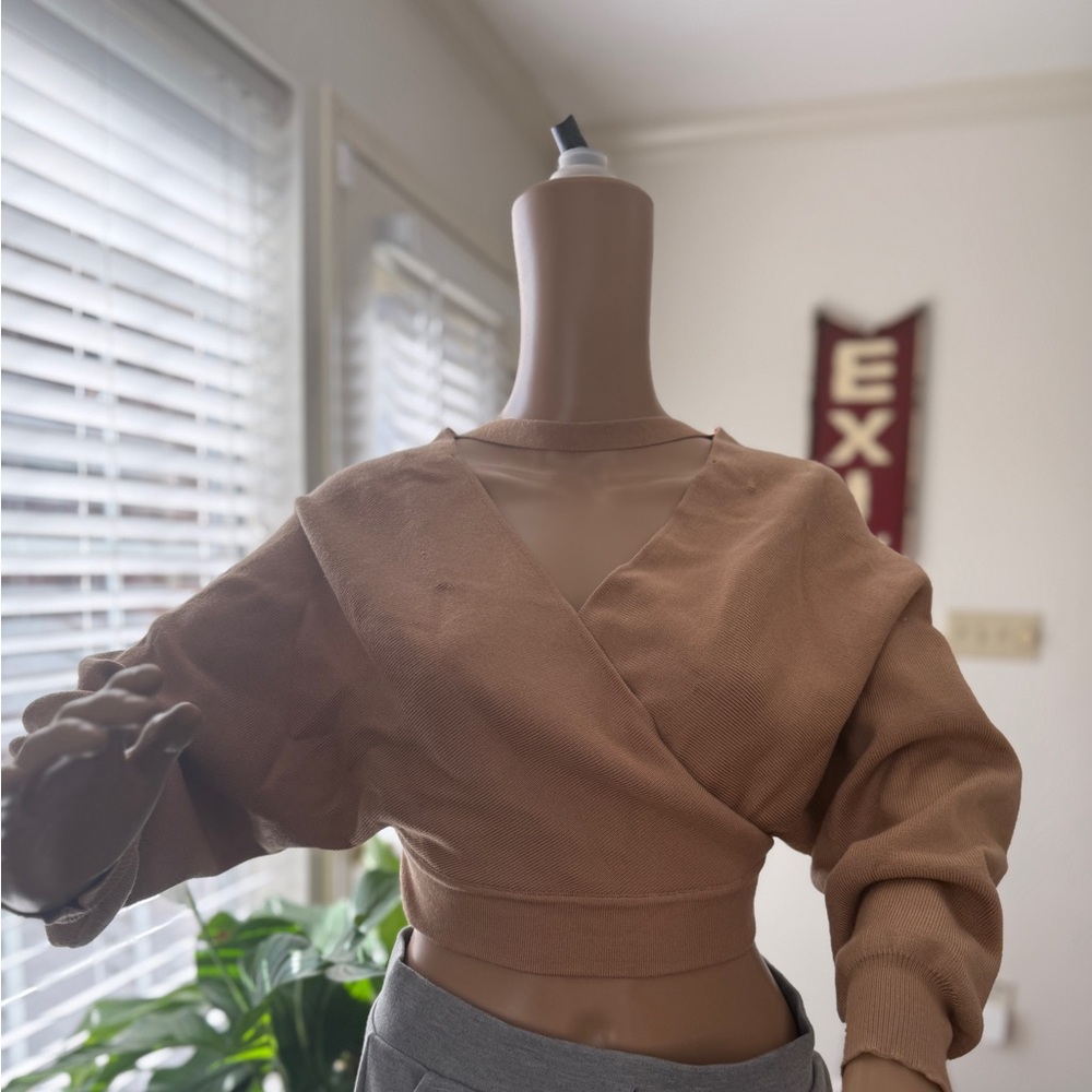 Brown Wrap Crop Top